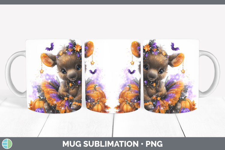 Woodland Halloween Moose Mug Wrap Sublimation Coffee Cup Des