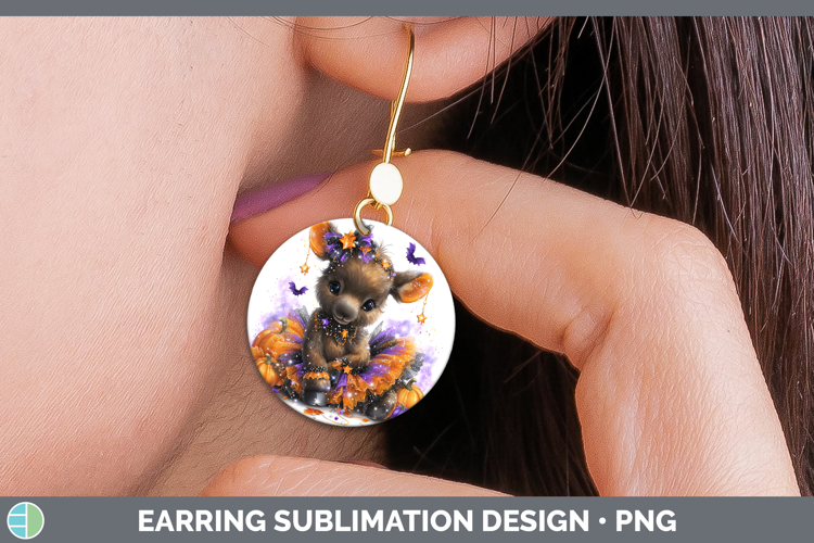 Woodland Halloween Moose Round Earrings Sublimation Earrings
