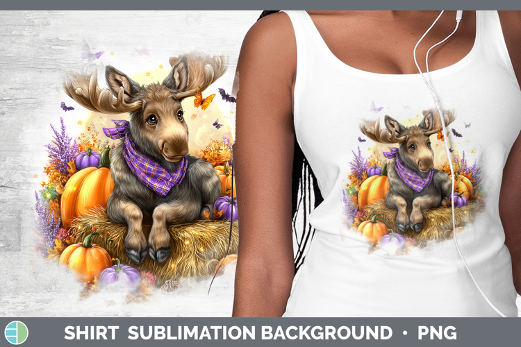 Woodland Halloween Moose Shirt Sublimation Background Design