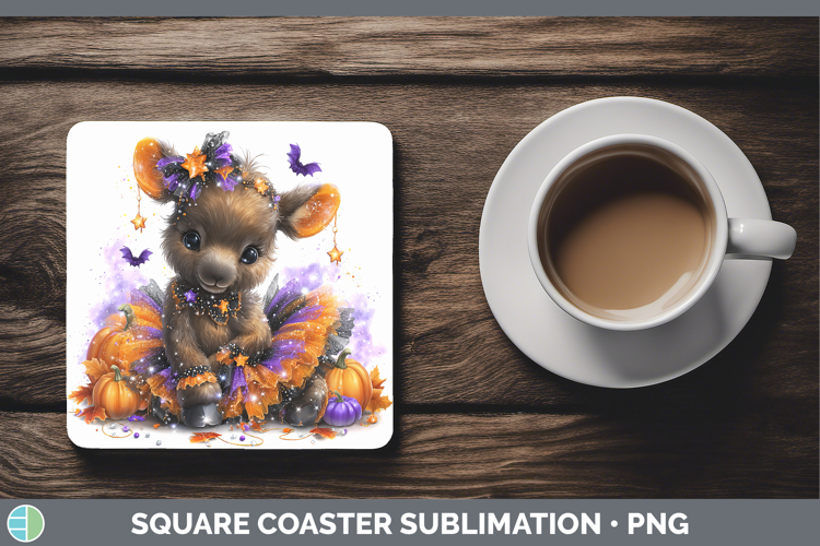 Woodland Halloween Moose Square Coaster Sublimation Coaster