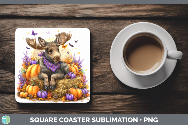 Woodland Halloween Moose Square Coaster Sublimation Coaster