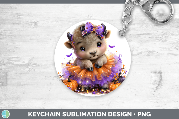 Woodland Halloween Musk Ox Keychain Sublimation Keyring Desi