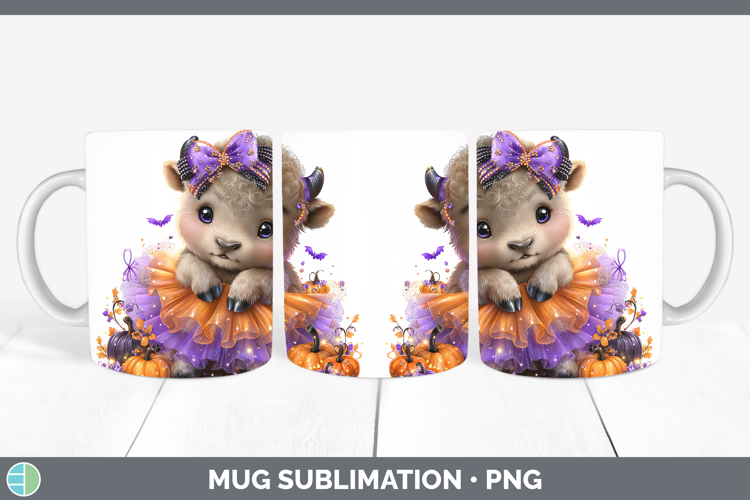 Woodland Halloween Musk Ox Mug Wrap Sublimation Coffee Cup D