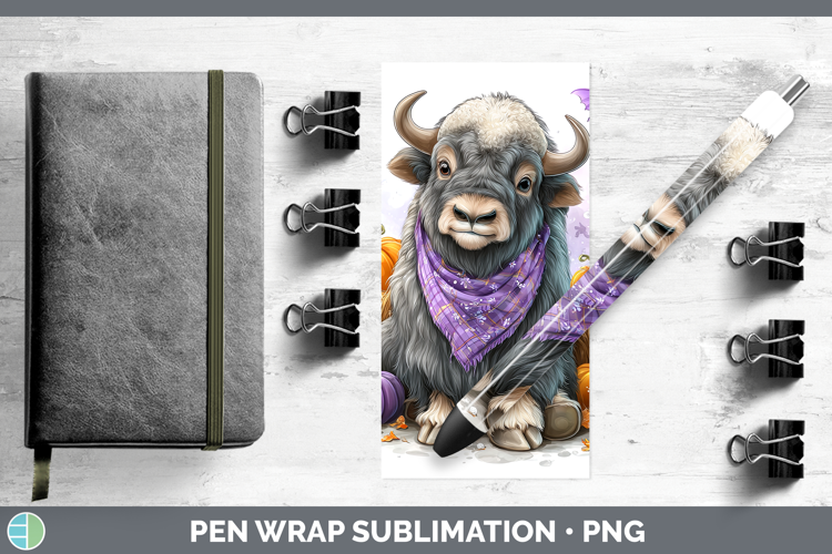 Woodland Halloween Musk Ox Pen Wrap Sublimation Pen Designs