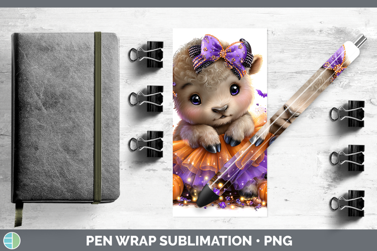 Woodland Halloween Musk Ox Pen Wrap Sublimation Pen Designs