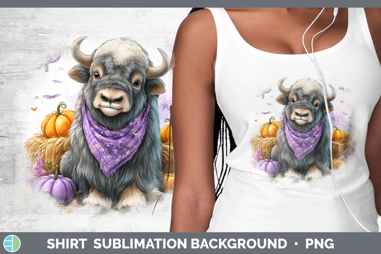 Woodland Halloween Musk Ox Shirt Sublimation Background Desi