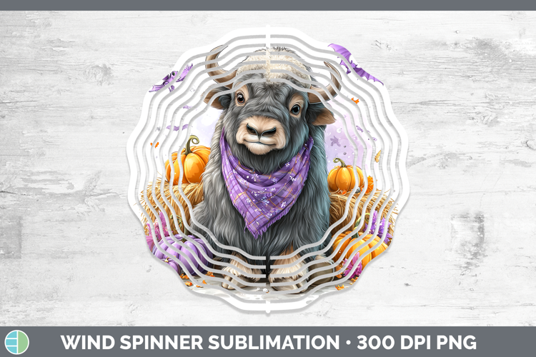 Woodland Halloween Musk Ox Wind Spinner Sublimation Spinner