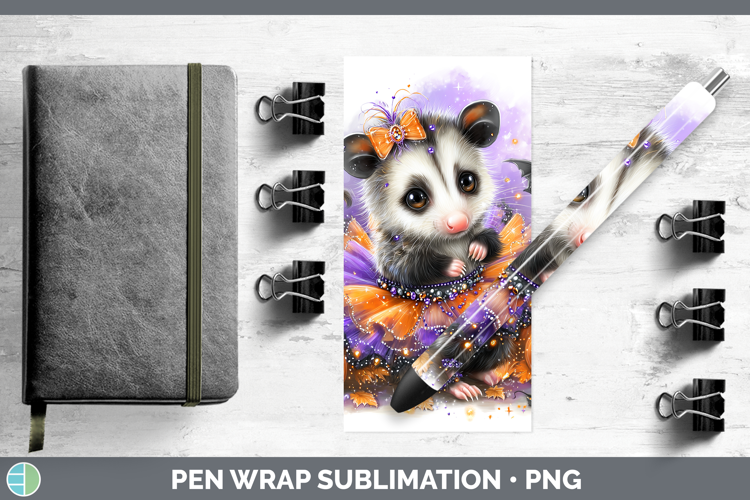 Woodland Halloween Opossum Pen Wrap Sublimation Pen Designs