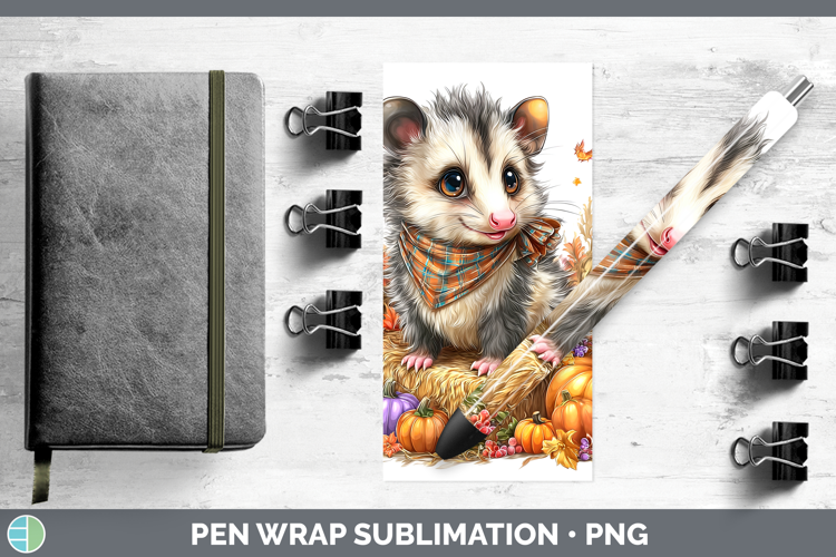 Woodland Halloween Opossum Pen Wrap Sublimation Pen Designs