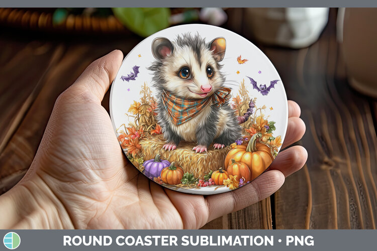 GorgeousWoodland Halloween Round Coaster design.