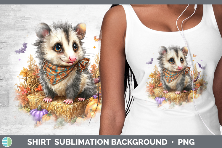Woodland Halloween Opossum Shirt Sublimation Background Desi