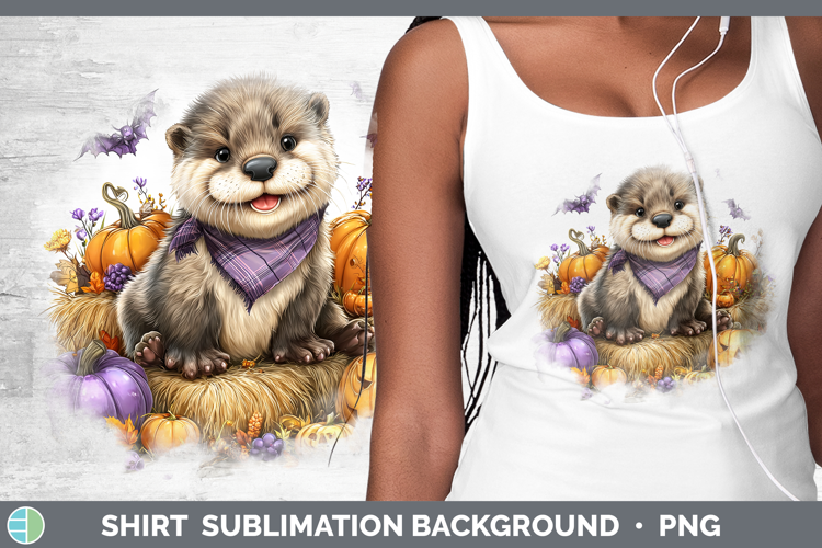Woodland Halloween Otter Shirt Sublimation Background Design