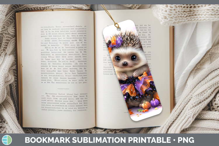 Woodland Halloween Porcupine Bookmark Sublimation Printable