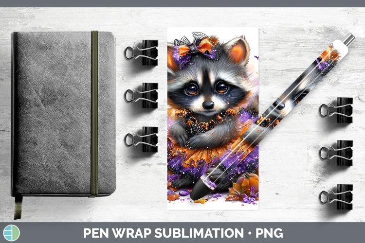 Woodland Halloween Raccoon Pen Wrap Sublimation Pen Designs