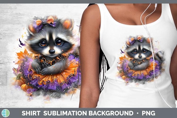 Woodland Halloween Raccoon Shirt Sublimation Background Desi