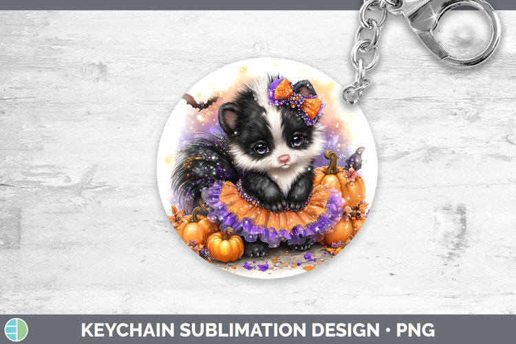 Woodland Halloween Skunk Keychain Sublimation Keyring Design