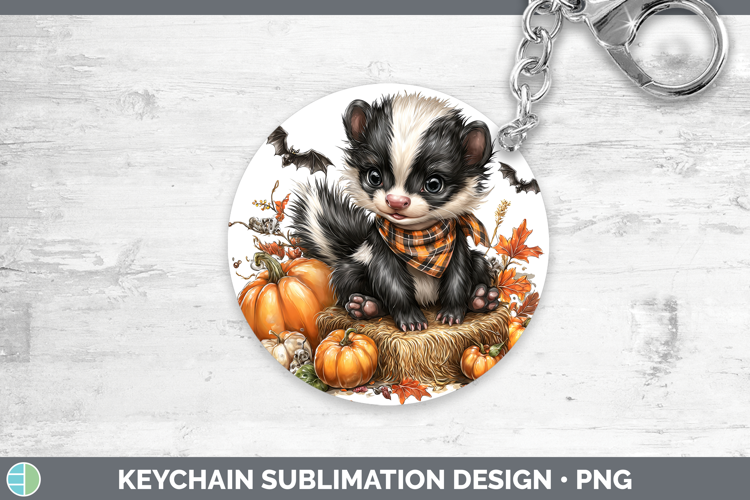 Woodland Halloween Skunk Keychain Sublimation Keyring Design