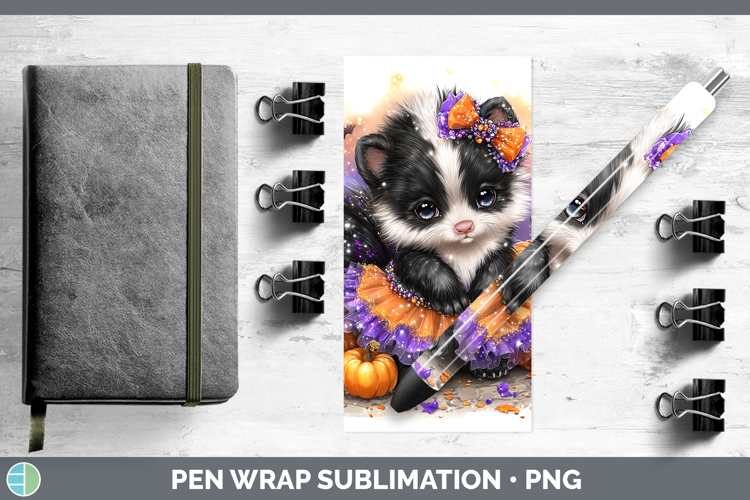 Woodland Halloween Skunk Pen Wrap Sublimation Pen Designs