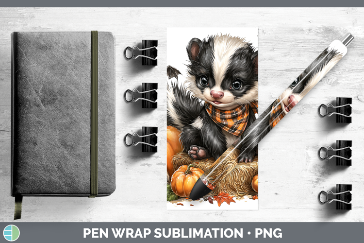 Woodland Halloween Skunk Pen Wrap Sublimation Pen Designs