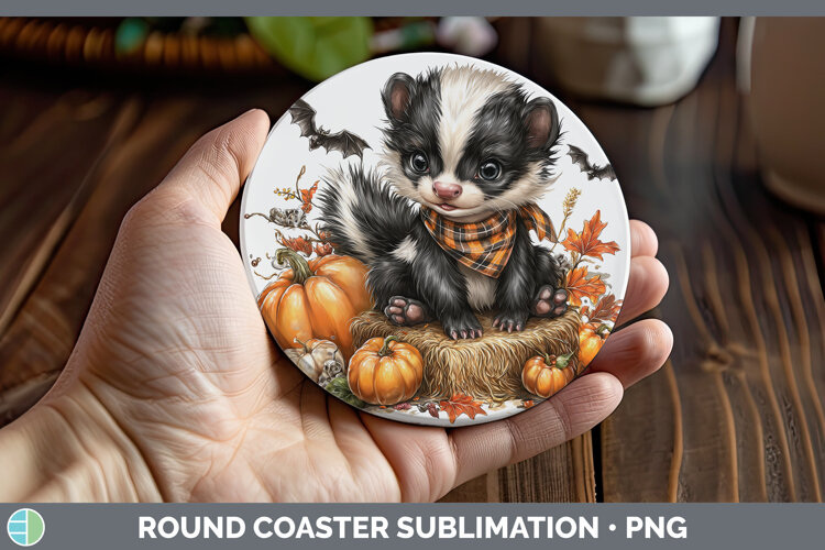 GorgeousWoodland Halloween Round Coaster design.