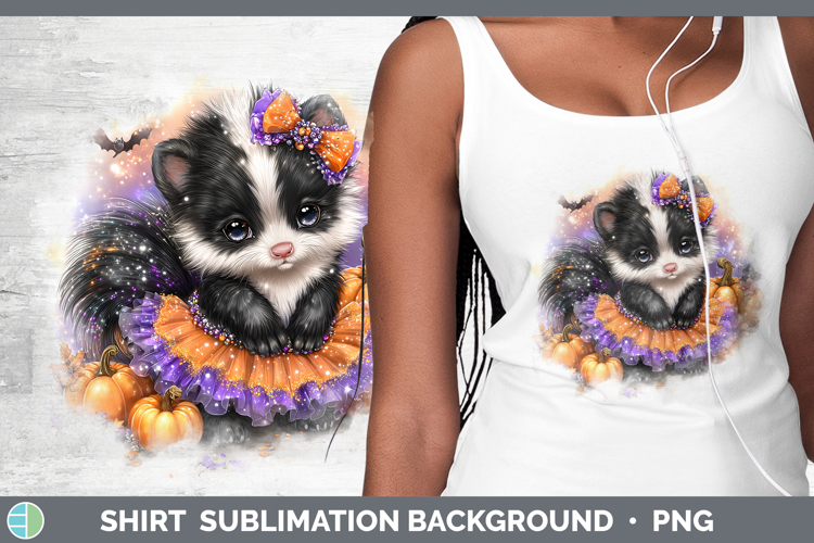 Woodland Halloween Skunk Shirt Sublimation Background Design