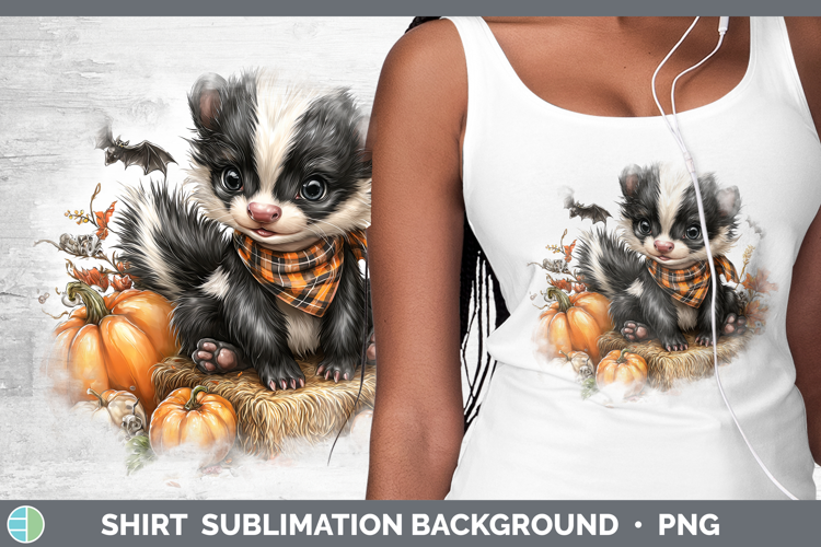 Woodland Halloween Skunk Shirt Sublimation Background Design