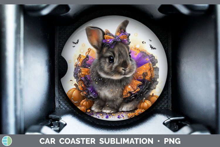 Woodland Halloween Snowshoe Hare Car Coaster Sublimation De