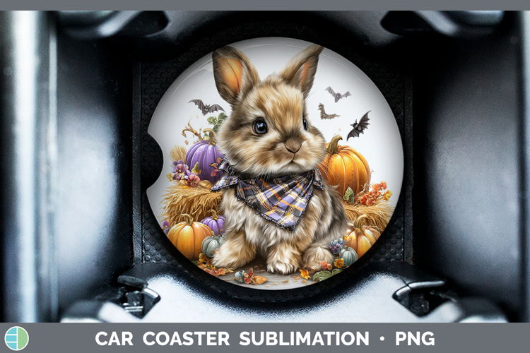 Woodland Halloween Snowshoe Hare Car Coaster Sublimation De