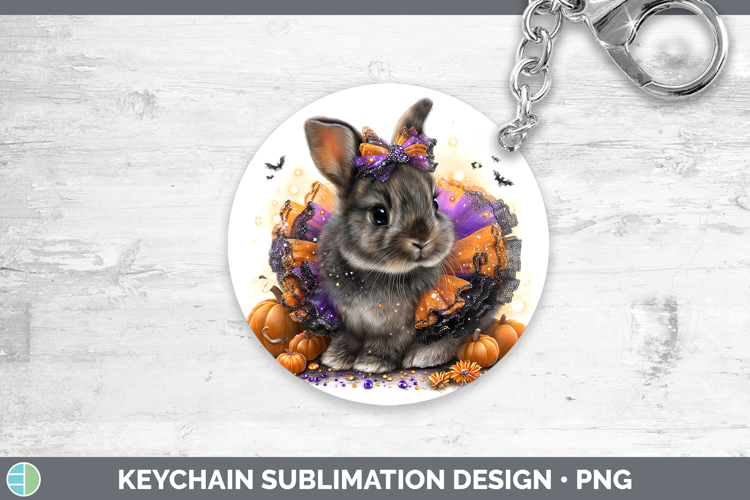 Woodland Halloween Snowshoe Hare Keychain Sublimation Keyrin