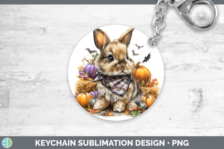 Woodland Halloween Snowshoe Hare Keychain Sublimation Keyrin