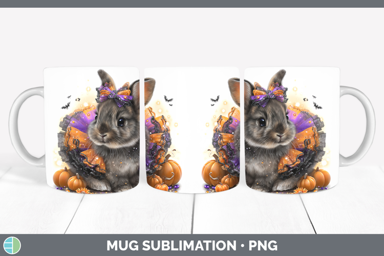 Woodland Halloween Snowshoe Hare Mug Wrap Sublimation Coffee