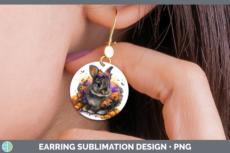 Woodland Halloween Snowshoe Hare Round Earrings Sublimation