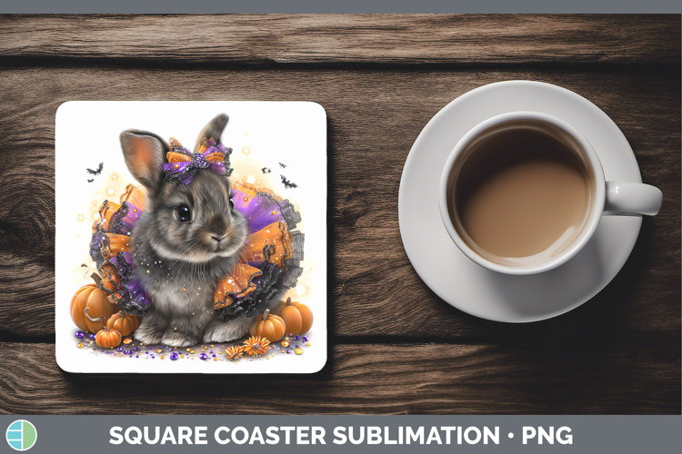 Woodland Halloween Snowshoe Hare Square Coaster Sublimation