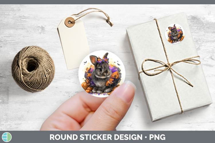 Woodland Halloween Snowshoe Hare Stickers | Round Labels Des