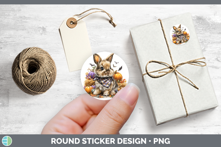 Woodland Halloween Snowshoe Hare Stickers | Round Labels Des