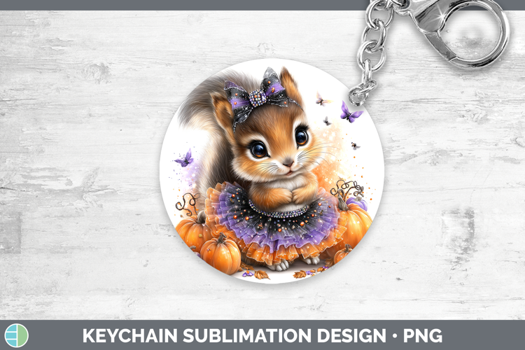 Woodland Halloween Squirrel Keychain Sublimation Keyring Des