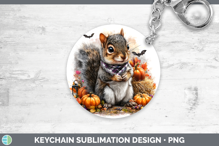 Woodland Halloween Squirrel Keychain Sublimation Keyring Des