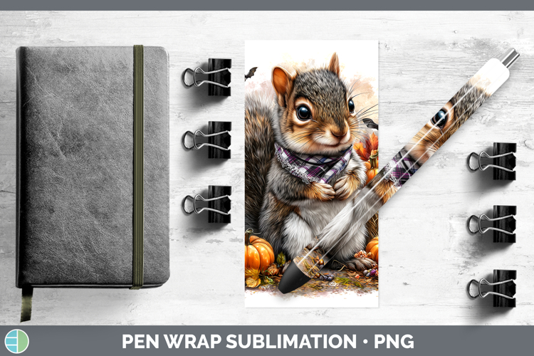Woodland Halloween Squirrel Pen Wrap Sublimation Pen Designs