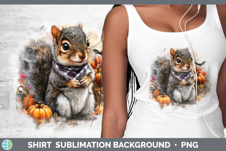 Woodland Halloween Squirrel Shirt Sublimation Background Des