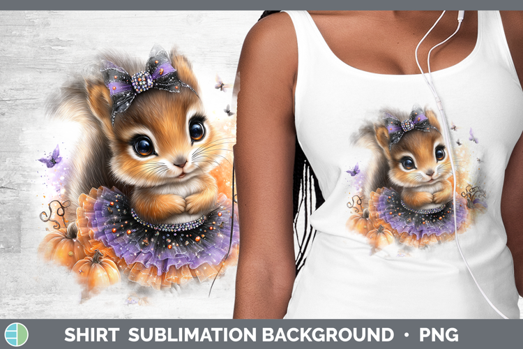 Woodland Halloween Squirrel Shirt Sublimation Background Des