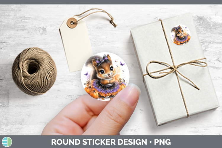 Woodland Halloween Squirrel Stickers | Round Labels Designs