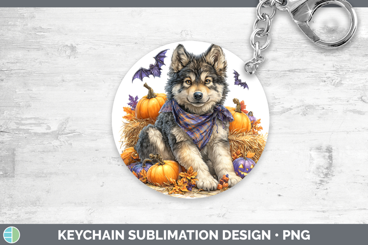 Woodland Halloween Wolf Keychain Sublimation Keyring Designs