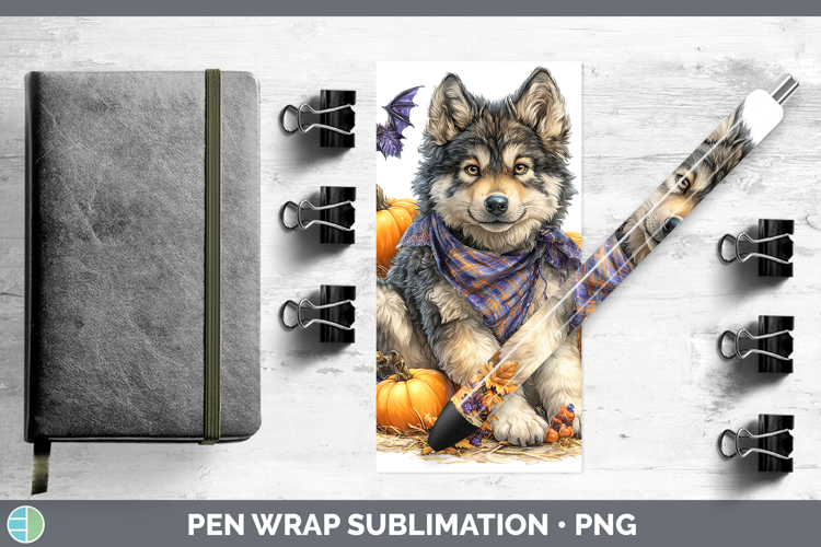 Woodland Halloween Wolf Pen Wrap Sublimation Pen Designs