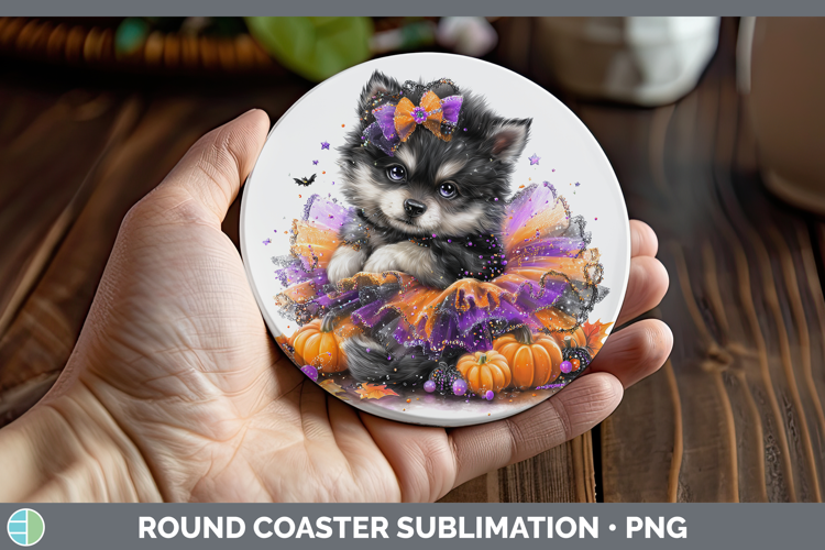 Woodland Halloween Wolf Round Coaster Sublimation Coaster De