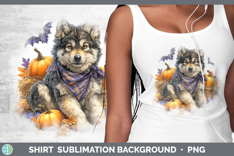 Woodland Halloween Wolf Shirt Sublimation Background Designs