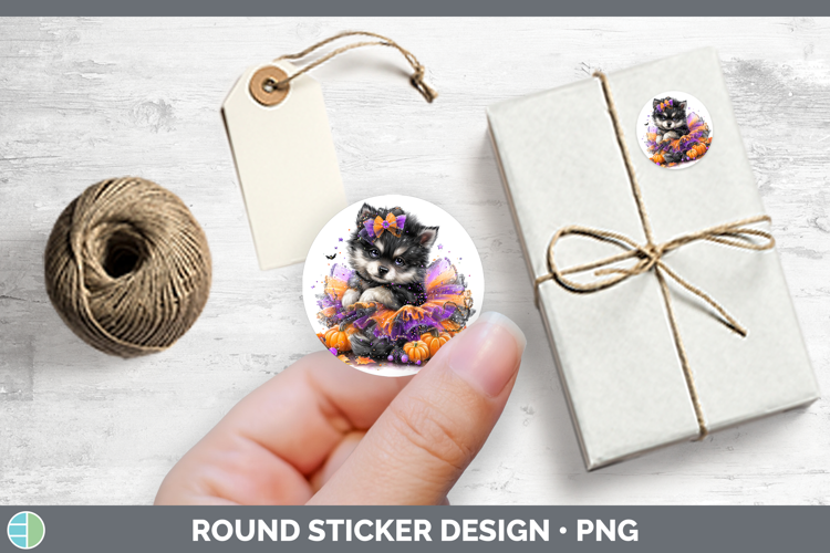 Woodland Halloween Wolf Stickers | Round Labels Designs
