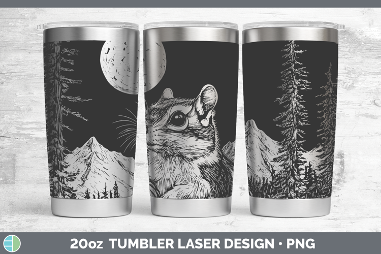 Chipmunk Laser 20oz Tumbler Woodland Mountain Moon Sublimati