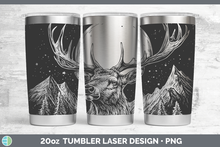Elk Laser 20oz Tumbler Woodland Mountain Moon Sublimation Tu
