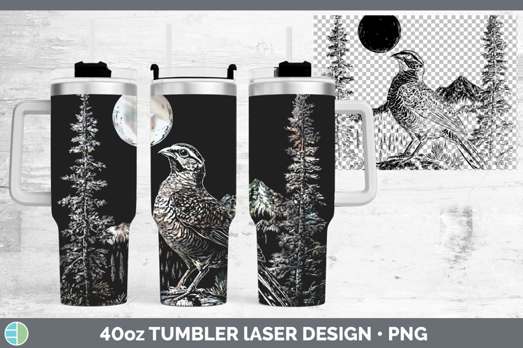 Grouse Laser 40oz Tumbler Woodland Mountain Moon Sublimation
