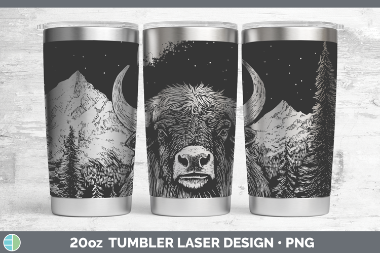 Musk Ox Laser 20oz Tumbler Woodland Mountain Moon Sublimatio